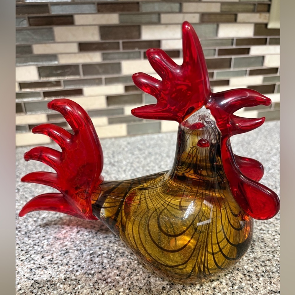 Large Robert Williams Studio Art Glass Rooster Figurine/ Paperweight